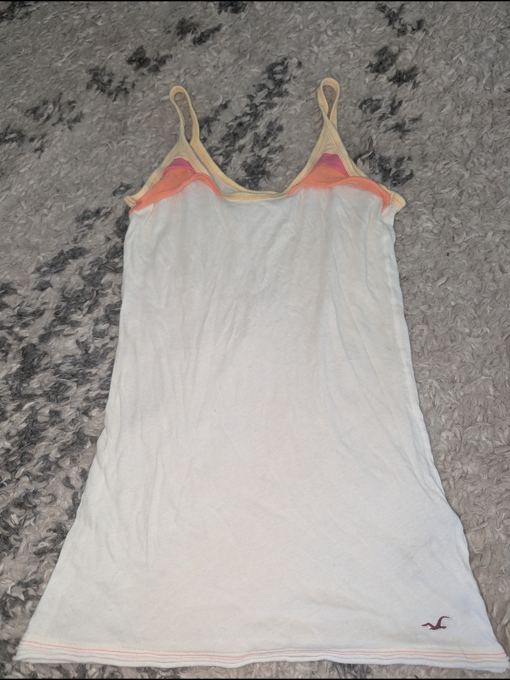 Hollister White Tank Dress with Pink and Orange Trim